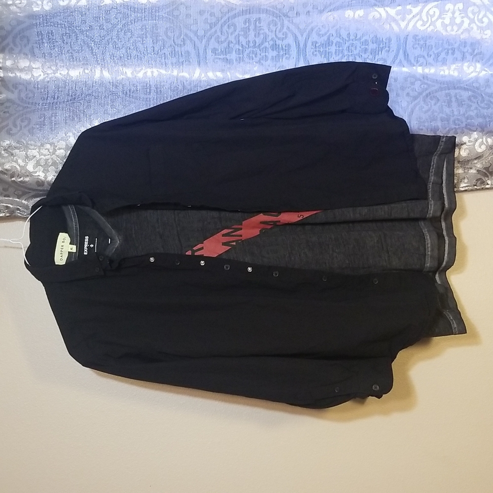 Black Xl Dapper mens casual button up long skeave shirt